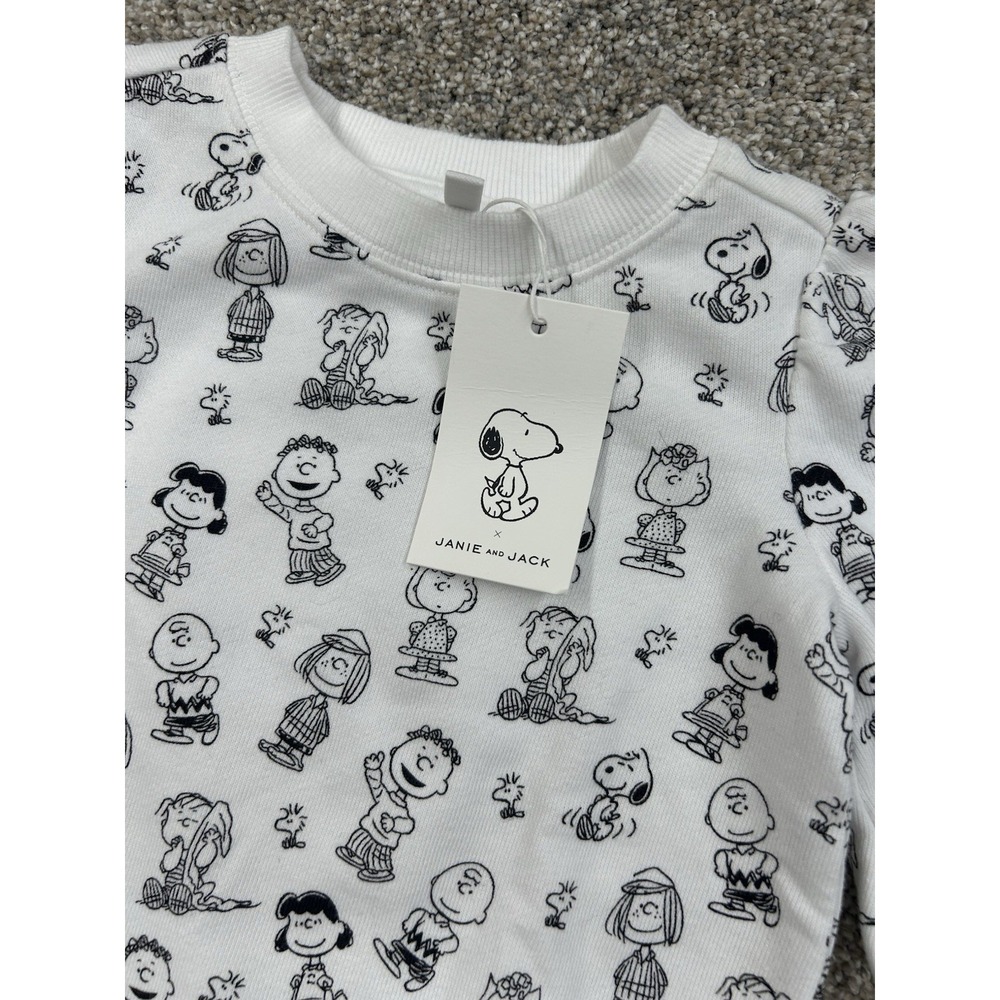 New‎ Jack And Janie PEANUTS SNOOPY Puffy Shoulder White Sweatshirt Sz 2T #0272